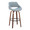 Fabrizzi bar stool in Walnut Wood, Blue Noise Fabric, Black Metal, product view, featuring swivel and wood frame