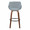 Fabrizzi bar stool in Walnut Wood, Blue Noise Fabric, Black Metal, back view, featuring swivel and wood frame