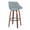 Fabrico 30" Mid-Century Modern Fixed-Height Barstool with Swivel in Walnut Wood and Blue Noise Fabric with Round Black Metal Footrest- Set of 2 — rear three-quarter view