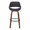 Fabrizzi bar stool in Walnut Wood, Charcoal Fabric, Black Metal, front view, featuring swivel and wood frame