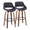 Fabrico 30" Mid-Century Modern Fixed-Height Barstool with Swivel in Walnut Wood and Charcoal Fabric with Round Black Metal Footrest- Set of 2 — pair view