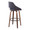 Fabrico 30" Mid-Century Modern Fixed-Height Barstool with Swivel in Walnut Wood and Charcoal Fabric with Round Black Metal Footrest- Set of 2 — rear three-quarter view