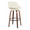 Fabrizzi bar stool in Walnut Wood, Cream Noise Fabric, Black Metal, back and side view, featuring swivel and wood frame