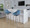 Fabrizzi bar stool in Light Grey Wood, Blue Noise Fabric, Chrome Metal, featuring swivel and wood frame