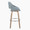 Fabrico 30" Mid-Century Modern Fixed-Height Barstool with Swivel in Light Grey Wood and Blue Noise Fabric with Round Chrome Metal Footrest- Set of 2 — side view
