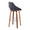 Fabrizzi bar stool in Walnut Wood, Charcoal Fabric, Chrome Metal, back and side view, featuring swivel and wood frame