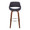 Fabrizzi bar stool in Walnut Wood, Charcoal Fabric, Chrome Metal, front view, featuring swivel and wood frame