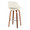 Fabrizzi bar stool in Walnut Wood, Cream Noise Fabric, Chrome Metal, back and side view, featuring swivel and wood frame