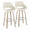 Fabrizzi bar stool in Whitewashed Wood, Cream Noise Fabric, Chrome Metal, coordinated set view, featuring swivel and wood frame