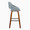 Fabrizzi bar stool in Walnut Wood, Blue Noise Fabric, Black Metal, side view, featuring swivel and wood frame