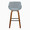 Fabrizzi bar stool in Walnut Wood, Blue Noise Fabric, Black Metal, back view, featuring swivel and wood frame