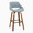 Fabrico 30" Mid-Century Modern Fixed-Height Barstool with Swivel in Walnut Wood and Blue Noise Fabric with Square Black Metal Footrest- Set of 2 — product view