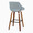 Fabrico 30" Mid-Century Modern Fixed-Height Barstool with Swivel in Walnut Wood and Blue Noise Fabric with Square Black Metal Footrest- Set of 2 — rear three-quarter view
