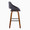 Fabrico 30" Mid-Century Modern Fixed-Height Barstool with Swivel in Walnut Wood and Charcoal Fabric with Square Black Metal Footrest- Set of 2 — side view