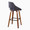 Fabrico 30" Mid-Century Modern Fixed-Height Barstool with Swivel in Walnut Wood and Charcoal Fabric with Square Black Metal Footrest- Set of 2 — rear three-quarter view