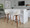 Fabrizzi bar stool in Walnut Wood, Cream Noise Fabric, Black Metal, featuring swivel and wood frame