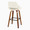Fabrizzi bar stool in Walnut Wood, Cream Noise Fabric, Black Metal, back and side view, featuring swivel and wood frame