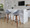 Fabrizzi bar stool in Walnut Wood, Grey Noise Fabric, Black Metal, featuring swivel and wood frame