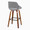 Fabrizzi bar stool in Walnut Wood, Grey Noise Fabric, Black Metal, back and side view, featuring swivel and wood frame