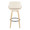 Fabrico 30" Contemporary Fixed-Height Barstool with Swivel in Natural Wood and Cream Faux Leather with Round Black Metal Footrest- Set of 2 — back view