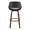 Fabrico Contemporary 30" Fixed-Height Barstool with Swivel in Walnut Wood and Black Faux Leather with Round Black Metal Footrest- Set of 2 — back view