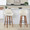 Fabrizzi bar stool in Walnut Wood, Cream PU, Black Metal, featuring swivel and wood frame