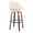 Fabrizzi bar stool in Walnut Wood, Cream PU, Black Metal, back and side view, featuring swivel and wood frame