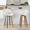 Fabrizzi bar stool in Walnut Wood, Cream PU, Chrome Metal, featuring swivel and wood frame