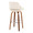 Fabrizzi bar stool in Walnut Wood, Cream PU, Chrome Metal, back and side view, featuring swivel and wood frame