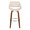 Fabrizzi bar stool in Walnut Wood, Cream PU, Chrome Metal, front view, featuring swivel and wood frame