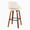 Fabrizzi bar stool in Walnut Wood, Cream PU, Black Metal, back and side view, featuring swivel and wood frame