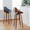 Fabrizzi bar stool in Walnut Wood, Chrome Metal, Blue Fabric, featuring swivel and upholstered seat