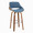 Fabrizzi 30" Mid-Century Modern Fixed-Height Barstool with Swivel in Walnut Wood and Blue Fabric with Round Chrome Metal Footrest- Set of 2 — product view