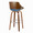 Fabrizzi 30" Mid-Century Modern Fixed-Height Barstool with Swivel in Walnut Wood and Blue Fabric with Round Chrome Metal Footrest- Set of 2 — rear three-quarter view
