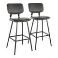 Foundry Contemporary Barstool in Black Metal and Grey Faux Leather with Grey Zig Zag Stitching- Set of 2 — pair view