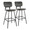 Foundry Contemporary Barstool in Black Metal and Grey Faux Leather with Grey Zig Zag Stitching- Set of 2 — pair view