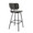 Foundry Contemporary Barstool in Black Metal and Grey Faux Leather with Grey Zig Zag Stitching- Set of 2 — rear three-quarter view