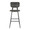 Foundry Contemporary Barstool in Black Metal and Grey Faux Leather with Grey Zig Zag Stitching- Set of 2 — front view