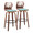 Folia bar stool in Walnut Wood, Black Metal, Teal Fabric, coordinated set view, featuring swivel and wood frame