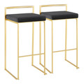Fuji Contemporary Barstool in Gold with Black Velvet Cushion- Set of 2 — pair view