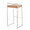 Fuji bar stool in Stainless Steel, Camel PU, back and side view, featuring upholstered seat