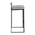 Fuji bar stool in Black Metal, Light Grey Cowboy Fabric, side view