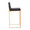Fuji bar stool in Gold Steel, Black PU, side view, featuring faux leather design and leather design