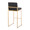 Fuji bar stool in Gold Steel, Black PU, back and side view, featuring faux leather design and leather design