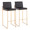 Fuji Contemporary High Back Barstool in Gold Steel and Black Faux Leather- Set of 2 — pair view