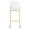 Fuji Contemporary High Back Barstool in Gold Steel and White Faux Leather- Set of 2 — front view
