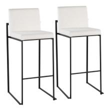 Fuji Contemporary High Back Barstool in Black Steel and White Velvet- Set of 2 — back view (photo 1)