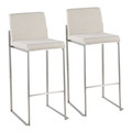 Fuji Contemporary High Back Barstool in Stainless Steel and Beige Fabric- Set of 2 — back view (photo 1)