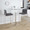 Fuji bar stool in Stainless Steel, Charcoal Fabric, featuring fabric design