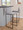 Fuji bar stool in Black Steel, Grey Fabric, featuring fabric design